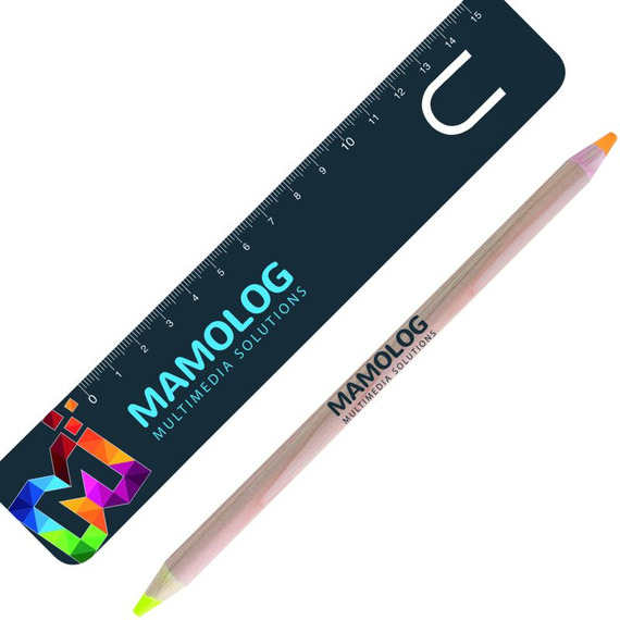 Kit de bureau personnalisable crayon bois fluo double mines