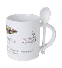 Mug personnalisable quadri en céramique avec cuillère