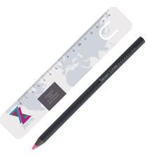 Kit de bureau personnalisé crayon bois noir fluo marque page et règle