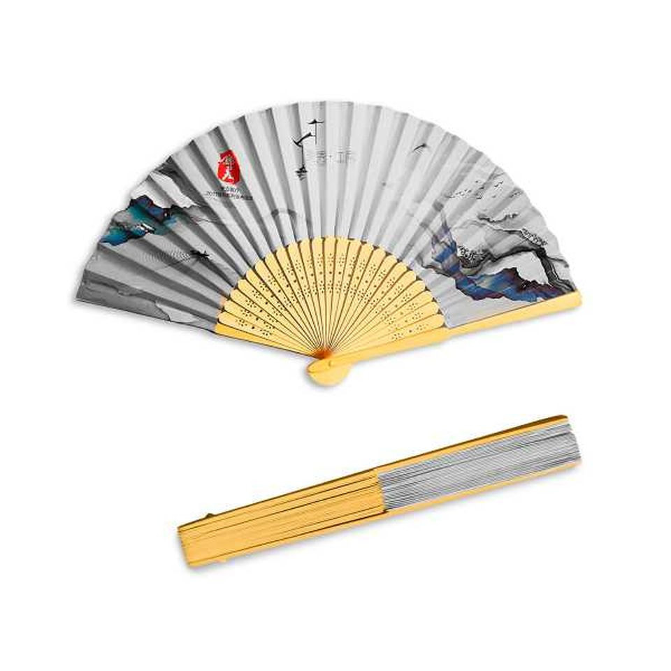 Eventail publicitaire quadrichromie bambou papier