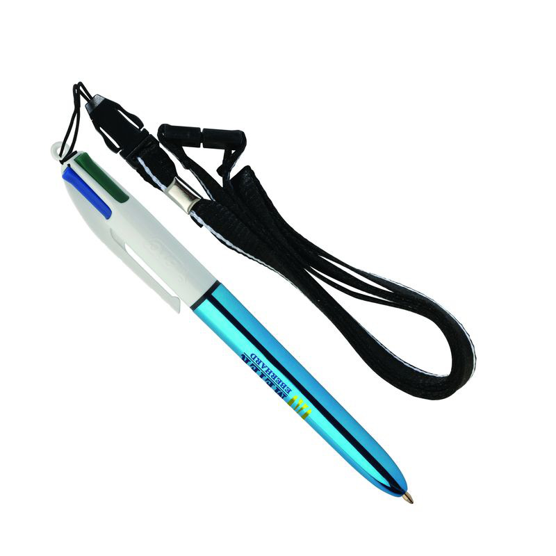 Stylo 4 couleurs bic personnalisé shine lanyard