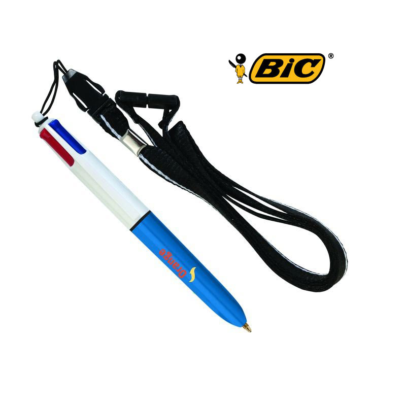 stylo publicitaire 4 couleurs bic mini lanyard